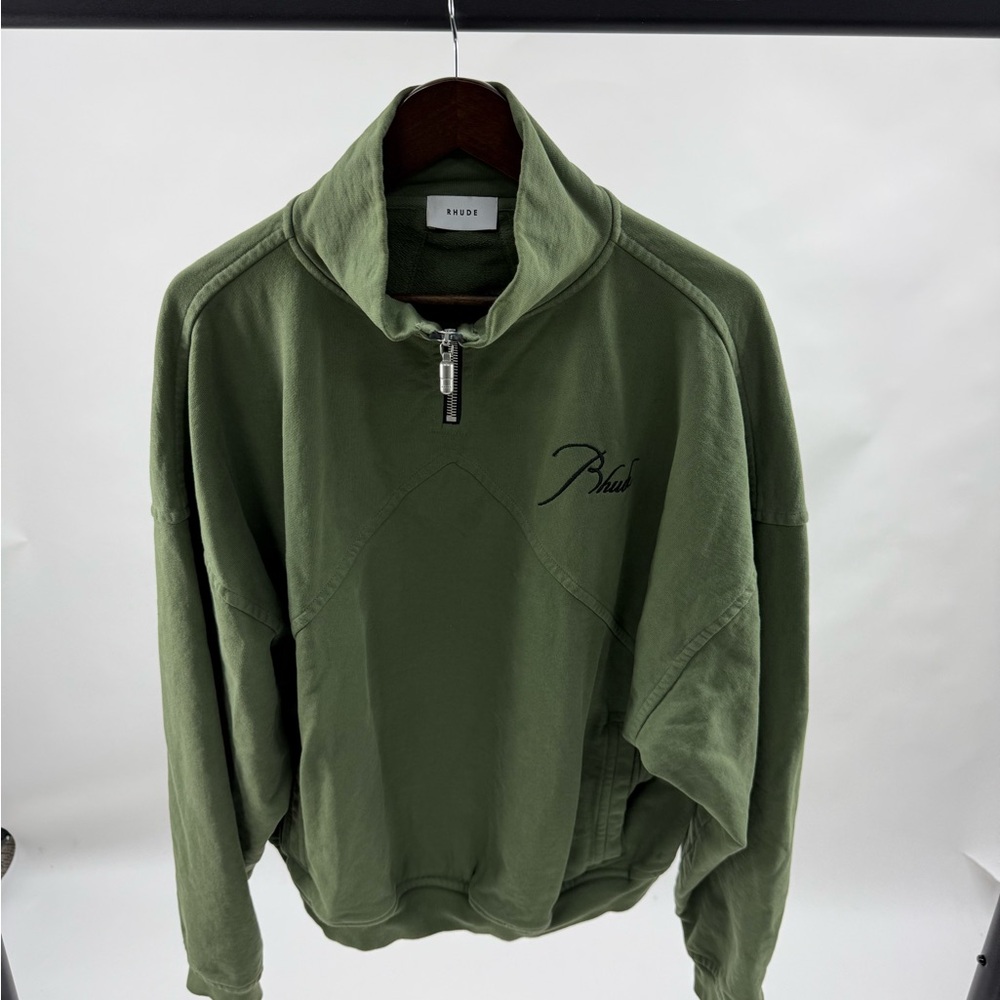 RHUDE Khaki Green Half-Zip Sweater
